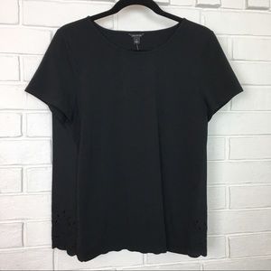 NWT Ann Taylor Loft Black Eyelet Babydoll Top